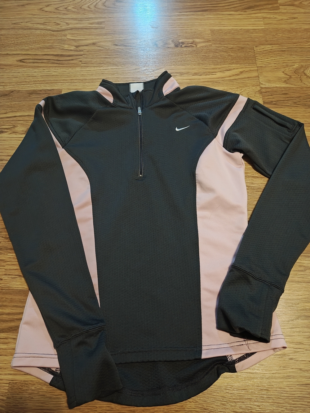 Nike Women’s Black & Light Pink Half-Zip Performance Long Sleeve Top